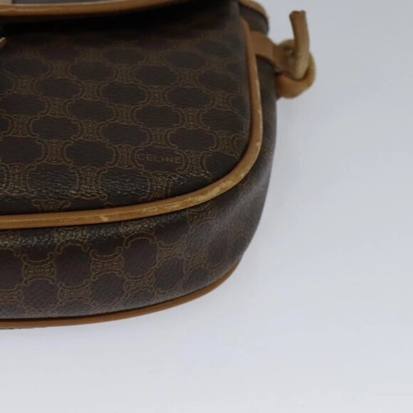 CELINE Macadam Canvas Shoulder Bag PVC Leather Brown Gold Auth sw330 - Picture 12 of 16